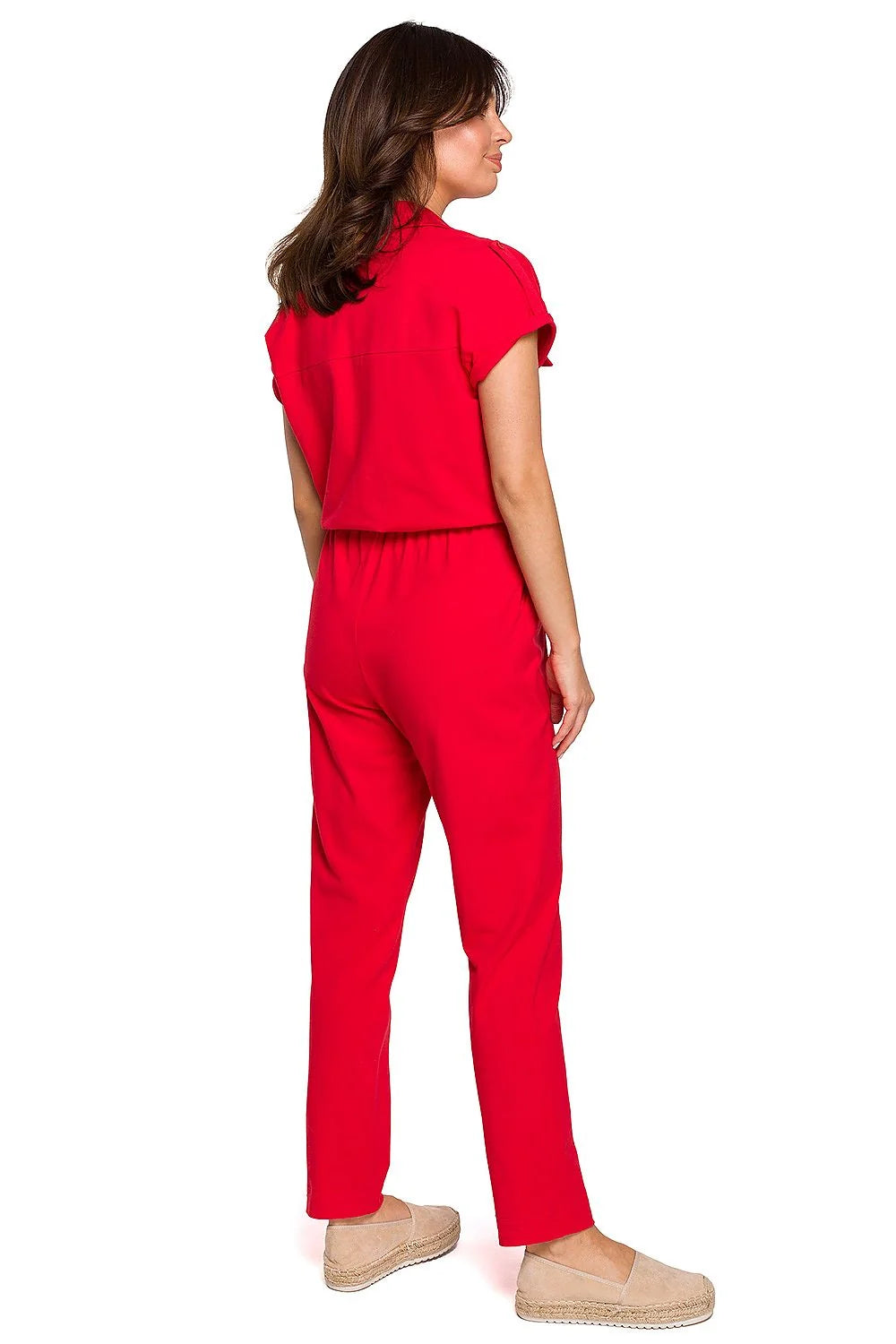 Combinaison pantalon kaki style safari décontracté, confortable et élégante pour femmes modernes en coton