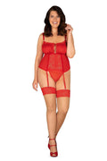 Ensemble sexy Obsessive corset dentelle rouge lingerie ajustable femmes grandes silhouettes romantique occasion spéciale