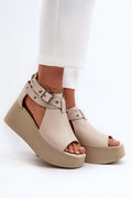 Sandales plateforme femmes cuir naturel style moderne confortable élégance été tendance sandales compensation hauteur talon 7.5 cm