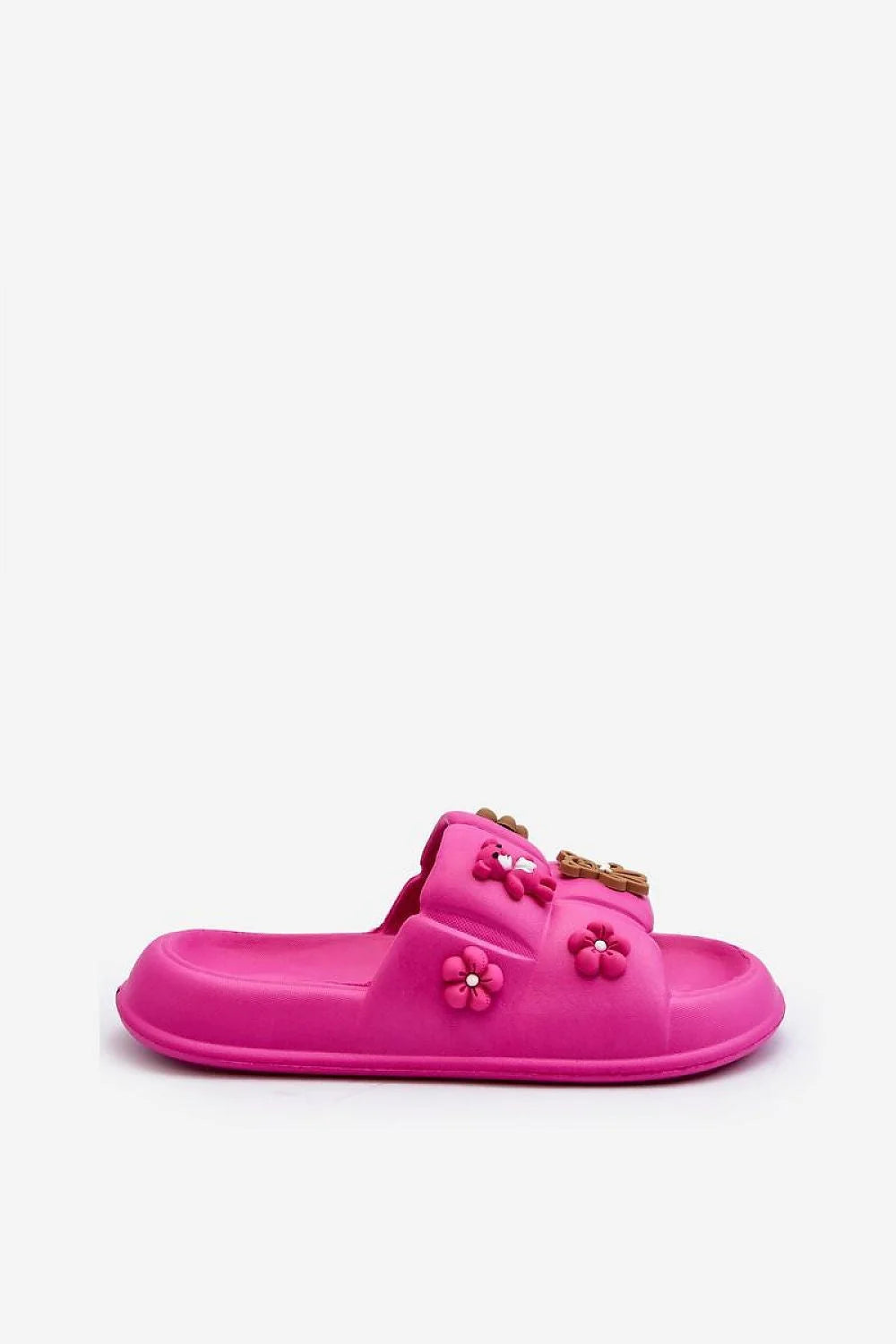 Sandales femmes design ludique moderne ouvertes brides larges détails fleurs ours mousse EVA semelle épaisse plage détente