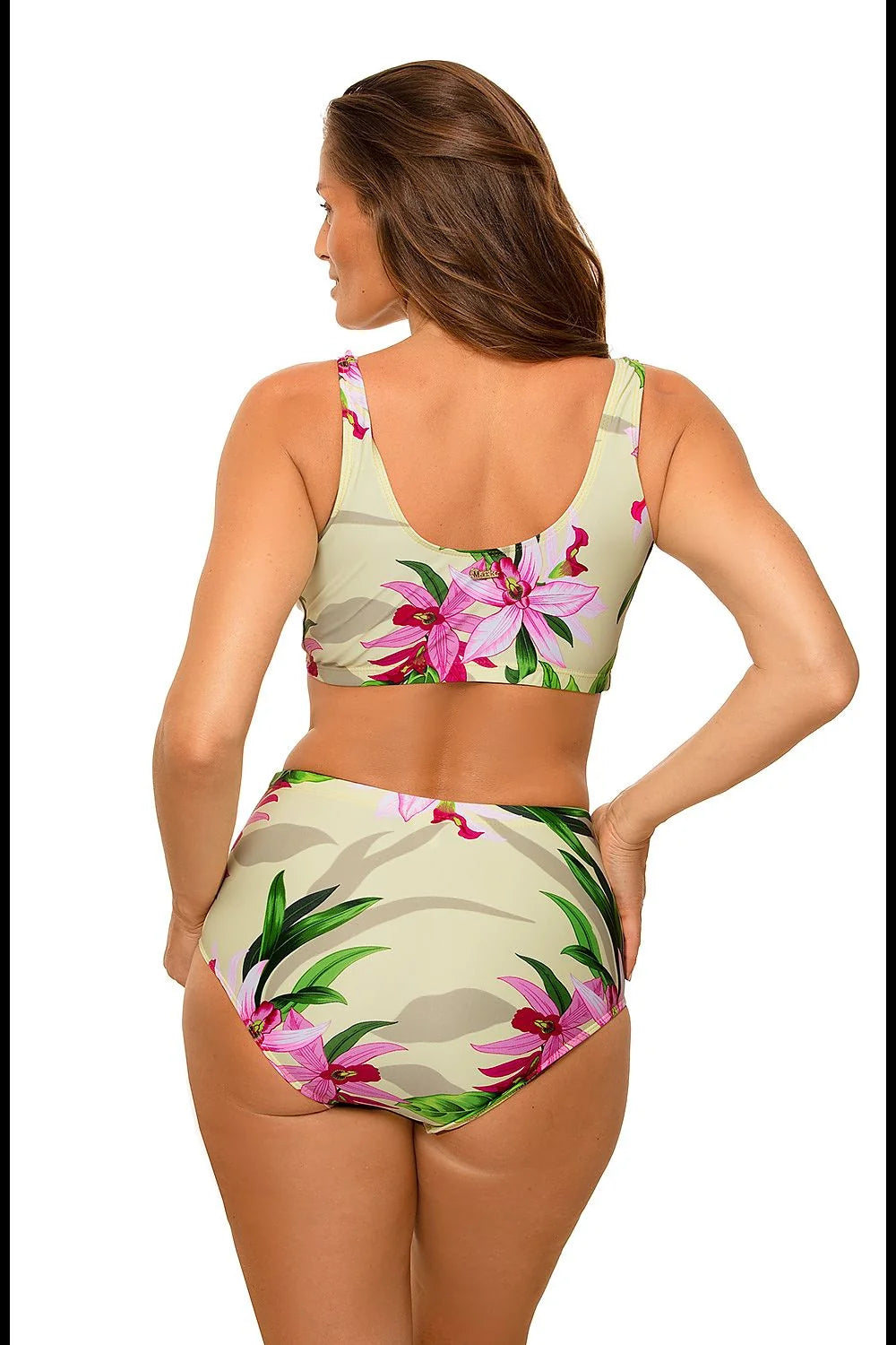 Maillot de bain deux pièces lycra tropical exotique floral élégant plage été femme tendance mode