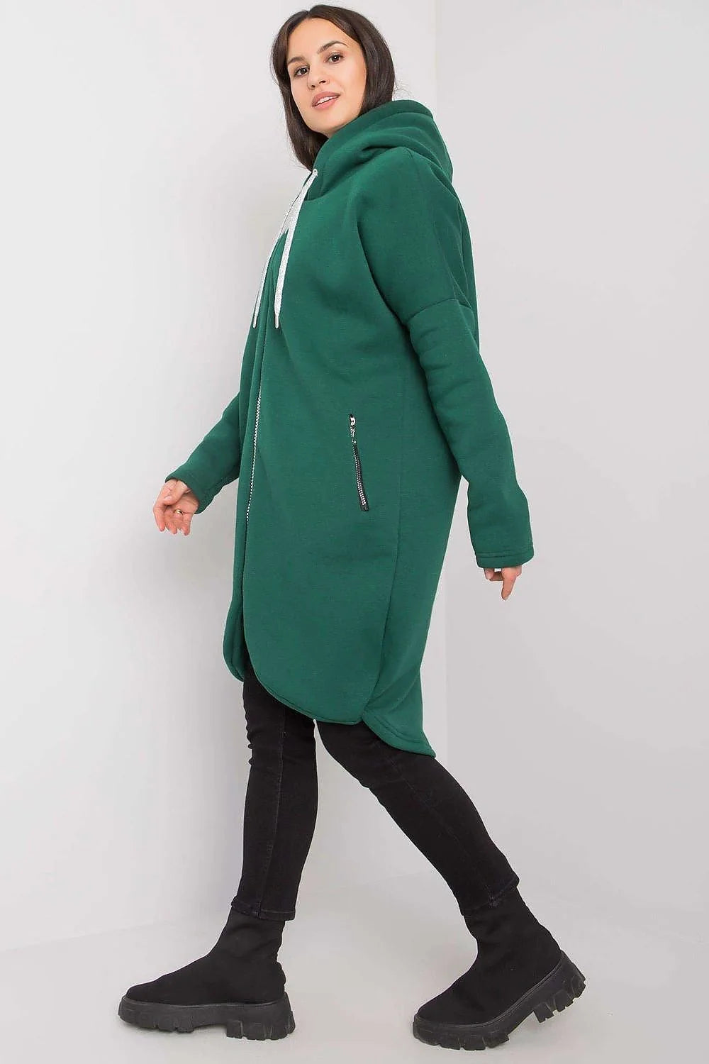 Sweatshirt Relevance pour femme moderne long asymétrique coton élasthanne casual urban style manches longues