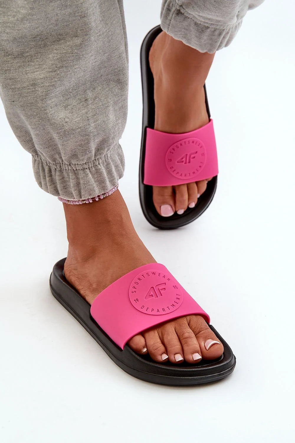 Sandales pour femmes design moderne sportif logo ancre rose pieds nus été plage piscine daily