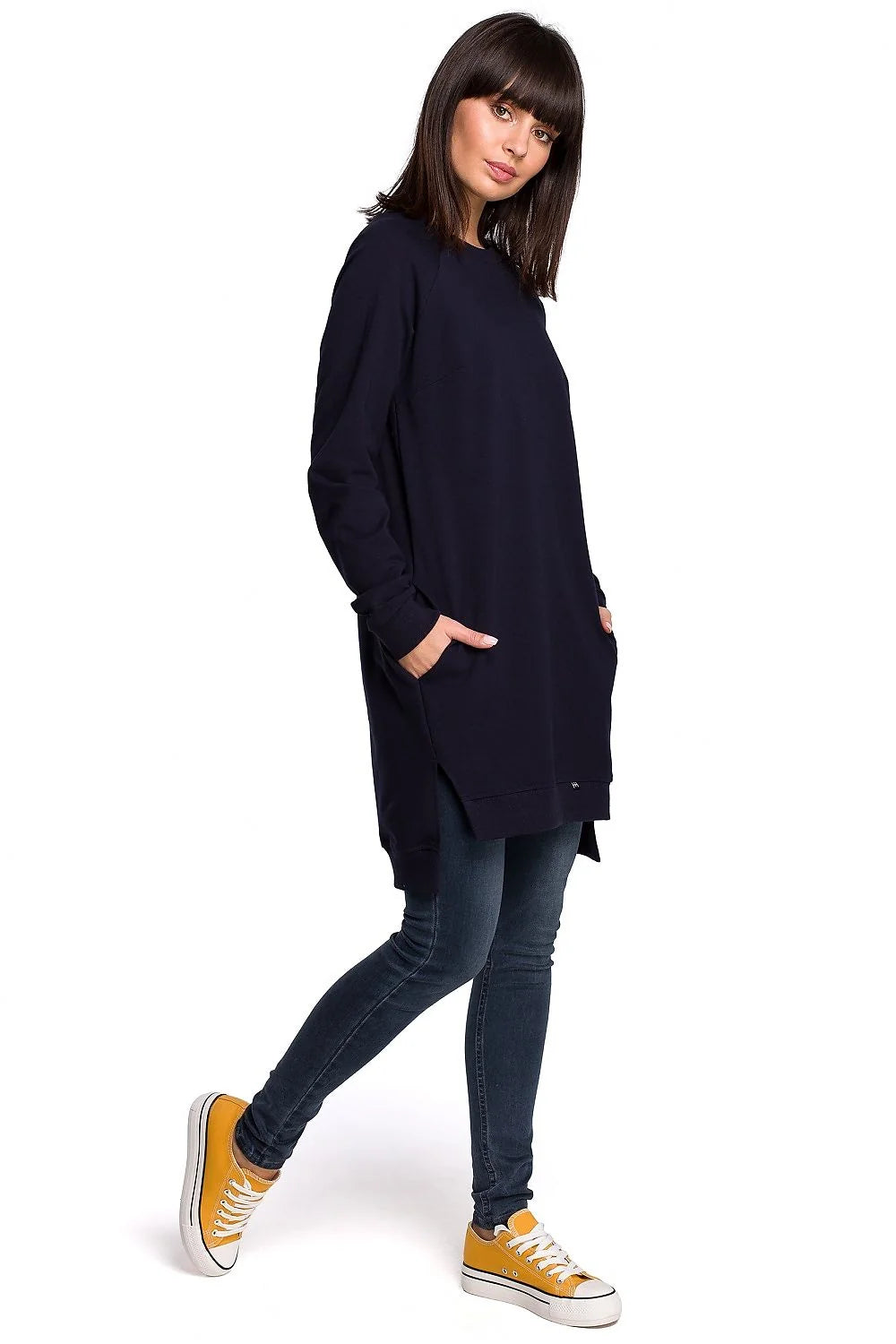 Sweat-shirt femme coton casual ample marron camel confortable manches longues style décontracté mode élégante