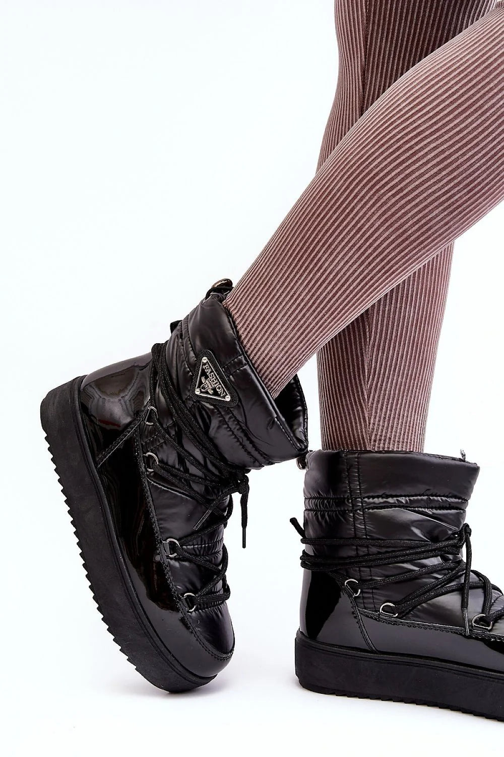 Bottes de neige pour femme style casual urbain cuir écologique fourrure mi-haute plateforme 3.5 cm