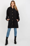 Manteau pour femme en peluche à manches longues capuche poches coulissantes non doublé non isolé couleur noir