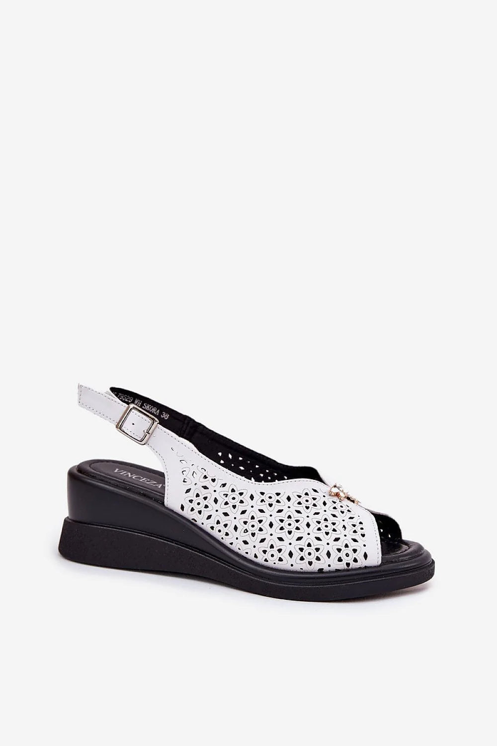 Sandales femmes cuir naturel ajourées motifs floraux décoratifs compensé été style élégant confort optimal ventilation