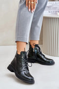 Bottes Step in style femmes style élégant moderne design audacieux cuir verni noir métallique lacets fermeture éclair confortable