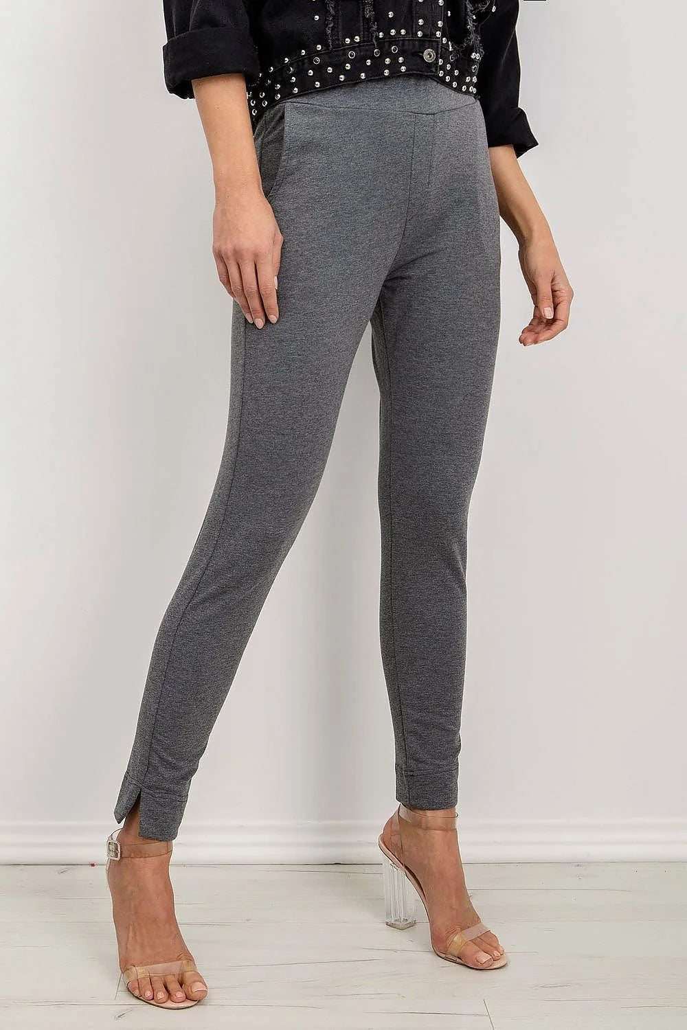 pantalon survêtement femme vert éclatant slim taille haute coton stretch doux extensible ceinture large coutures avant poches latérales ourlets fendus