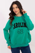Sweatshirt femme ample longues couleur verte imprimé logo lettres CAROLINA coton doux