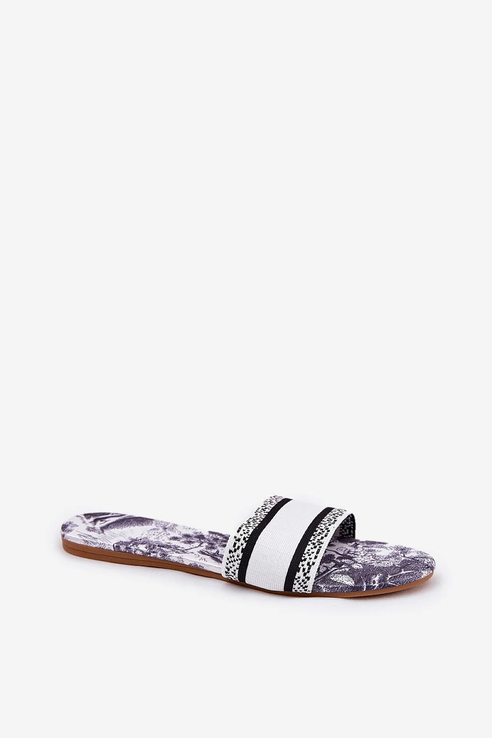 Sandales plates pour femmes avec motif unique et bride textile, style élégant et moderne, tongs été confortables, semelle intérieure fleurie