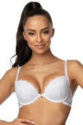 Soutien-gorge push-up élégant dentelle floral motifs inserts amovibles bretelles ajustables fermeture auto-agrippante crochets 3 niveaux coton élasthanne polyamide
