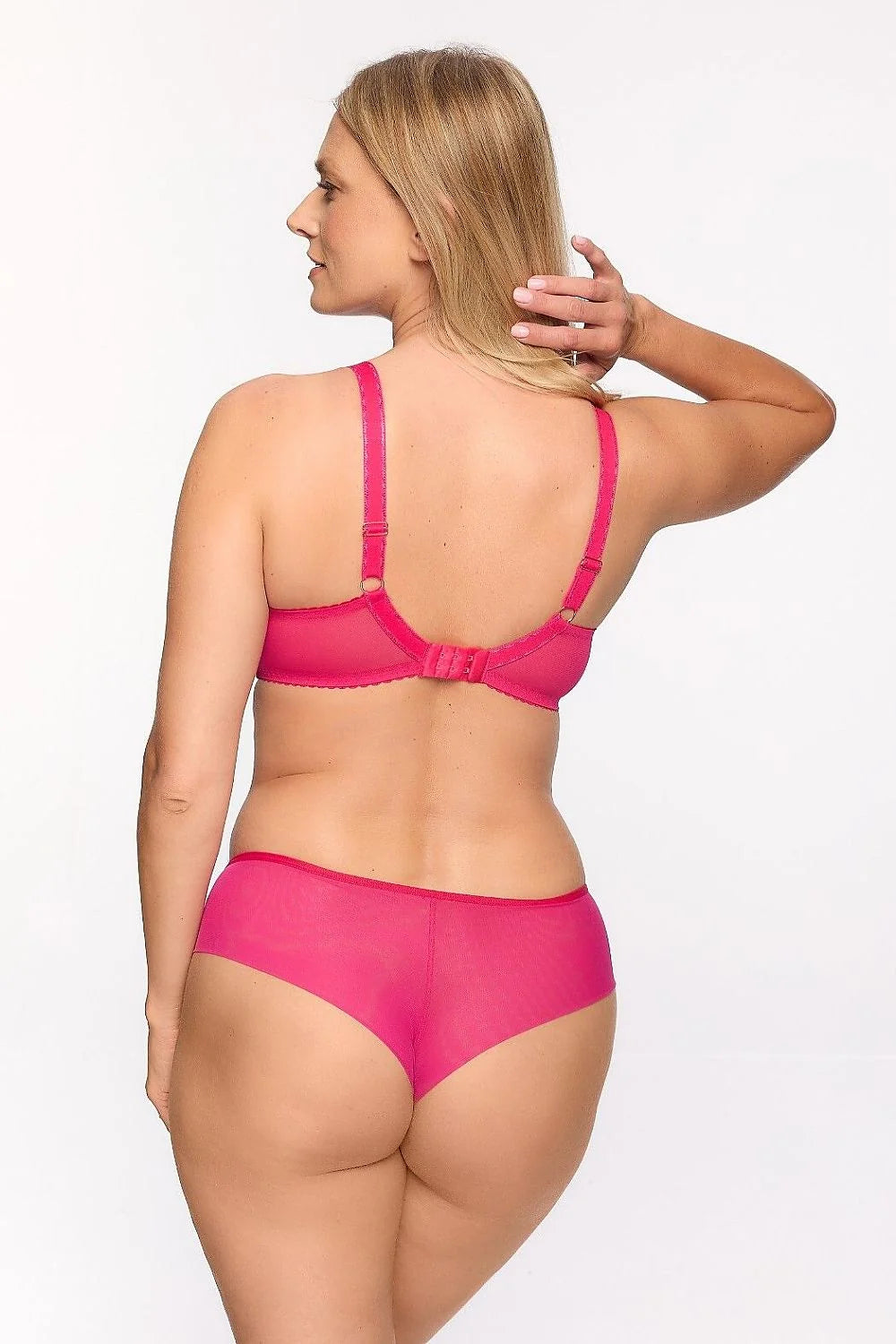 Culottes brésiliennes Gaia dentelle bleu sarcelle fuchsia soutien-gorge balconnet bretelles ajustables lingerie féminine audacieuse modernité