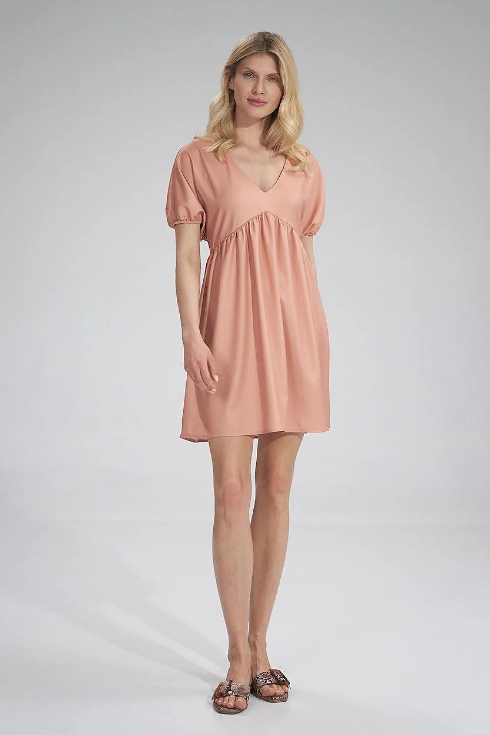 Robe de jour en coton chic jaune vif manches courtes pour femme style ample été