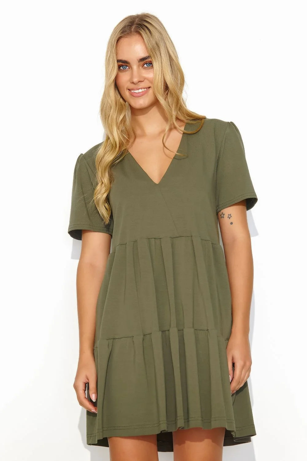 Robe de jour Makadamia en maille légère, style féminin, coupe ample, fronces, sans fermeture, pour femme