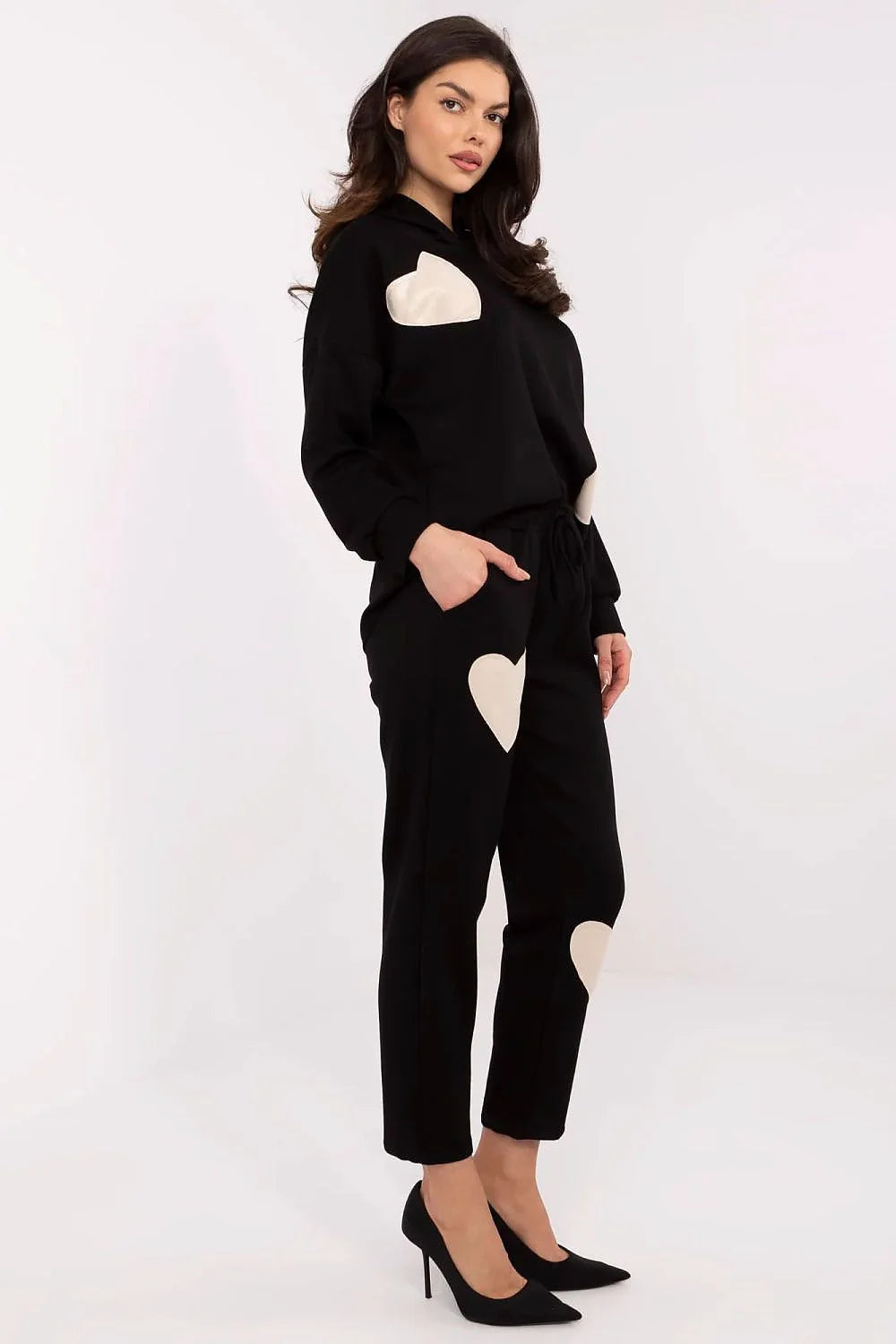 Ensemble femme Italy Moda sweat capuche coeur pantalon taille haute coton elasthanne confort moderne style décontracté mode tendance