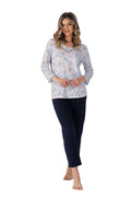Pyjama femme floral longue manches 7/8 ample élastique waist couleurs pastel style décontracté confort respirant occasion détente maison