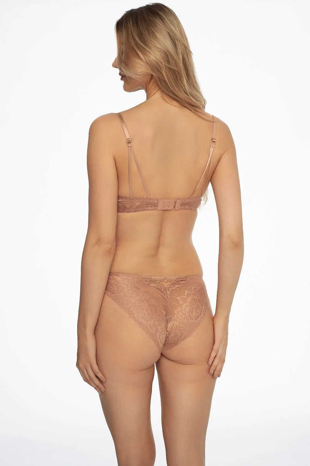 Soutien-gorge push-up Henderson dentelle beige coupe anatomique bonnets lisses femmes tous les jours lingerie confortable