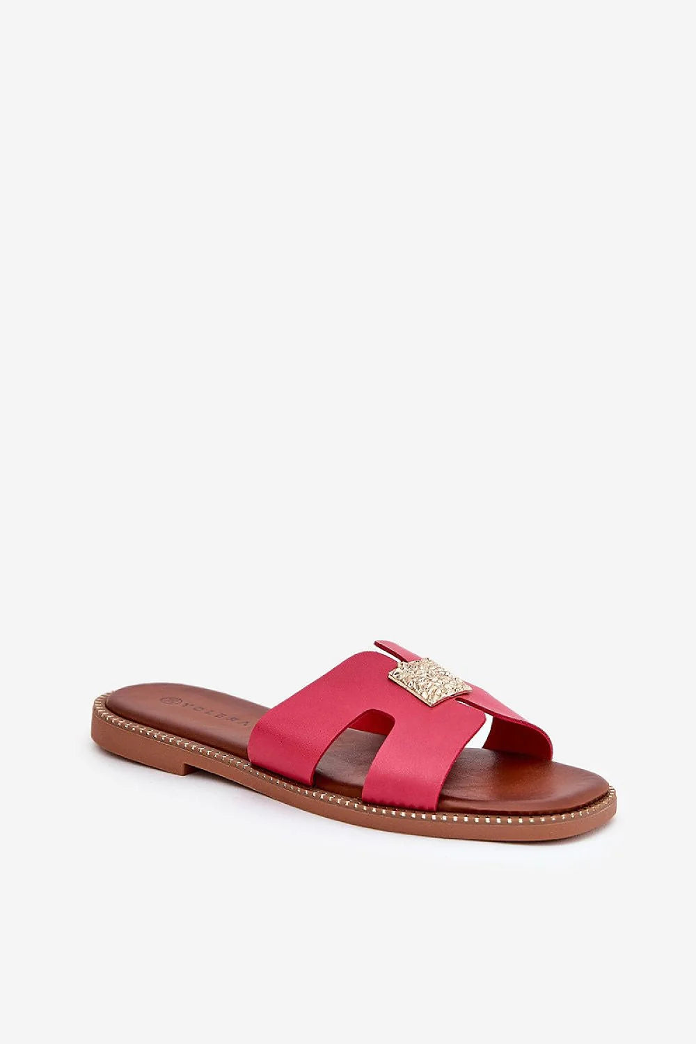 sandales plates élégantes zèbre fétiche femme similicuir semelle caoutchouc talon 1cm slipon bride large fuchsia doré carré découpes estivales confort