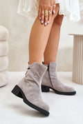 Bottes pour femmes en suède Step in style, style moderne élégant, couleur taupe clair, talon 5 cm, doublure chaude, confort