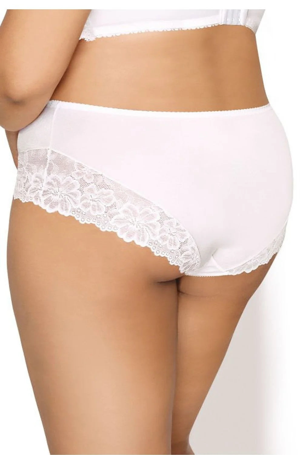 culotte féminine élégante classique dentelle blanche microfibre douce extensible couvrante mi haute maintien optimal bords surpiqués