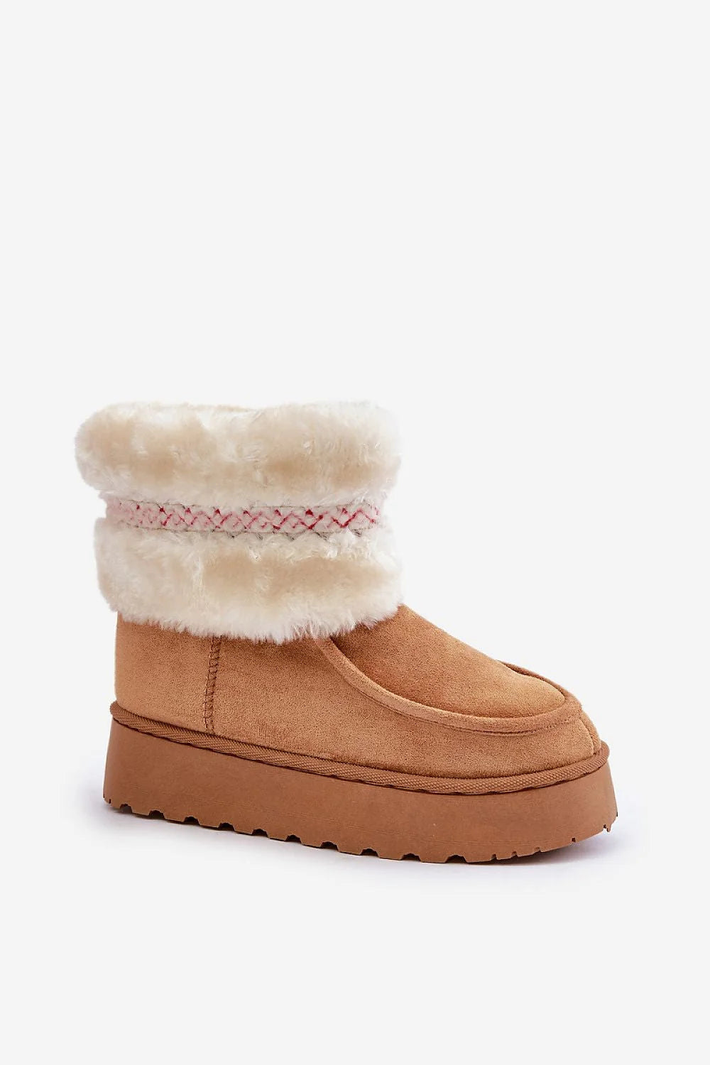 Bottes d'hiver cuir suédé écologique chic et confort avec fourrure blanche pour femmes tendance