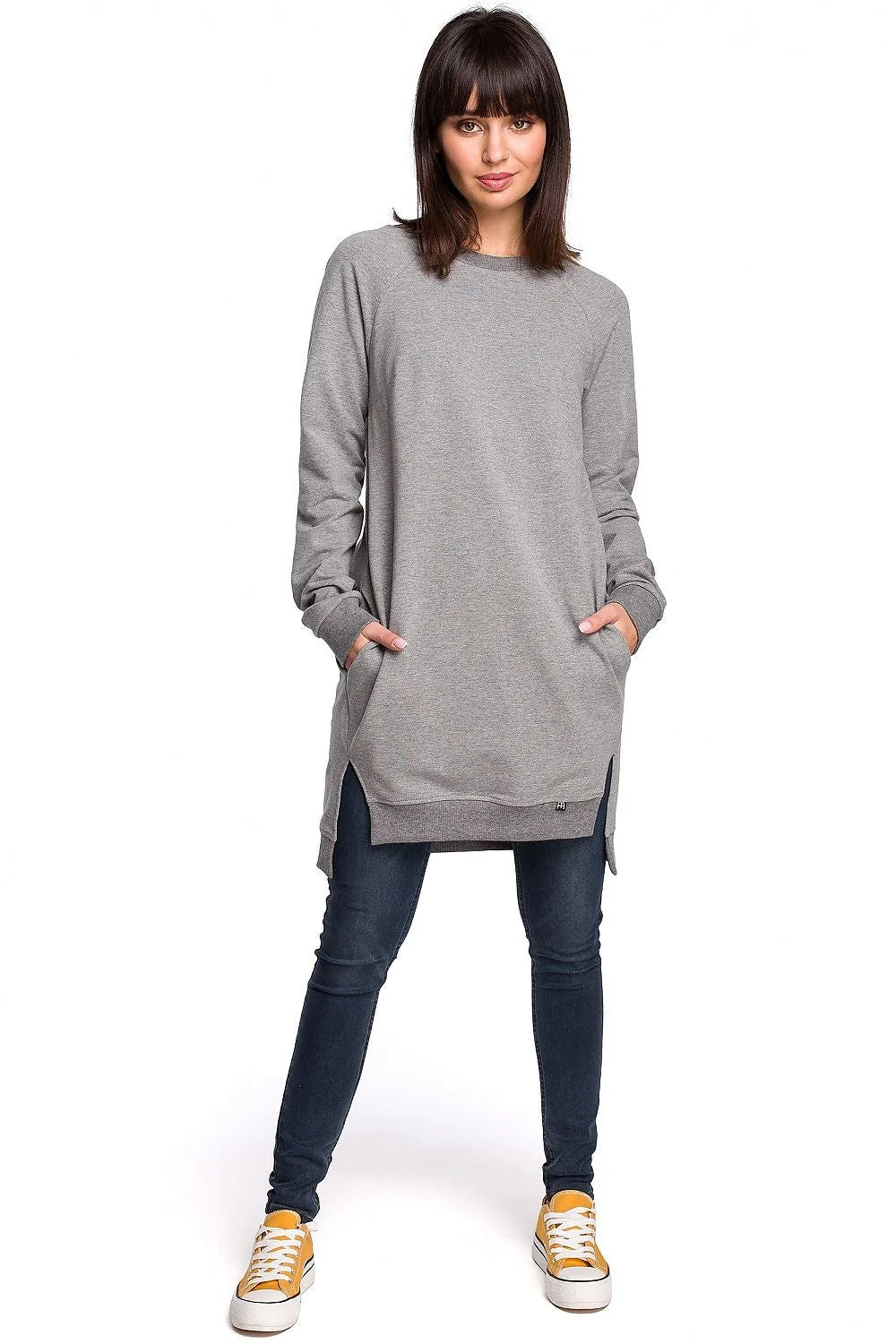 Sweat-shirt femme coton casual ample marron camel confortable manches longues style décontracté mode élégante