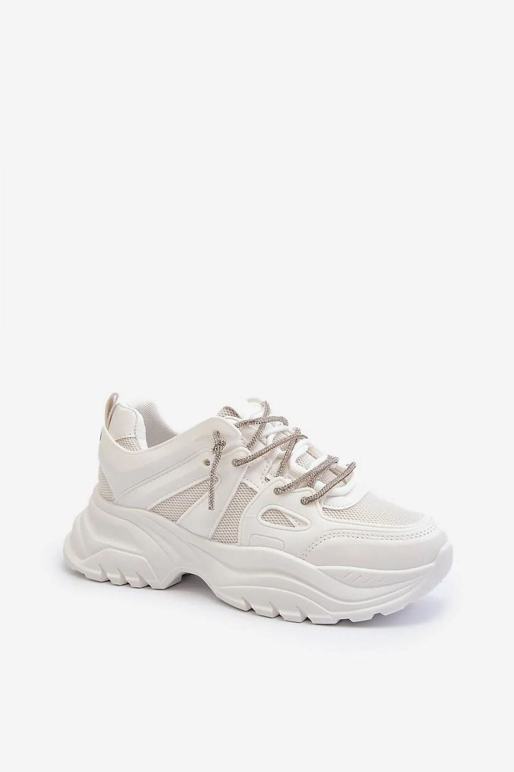 Chaussures de sport pour femmes design moderne chunky cuir synthétique mesh respirant confort durable lacets bicolores blanc gris