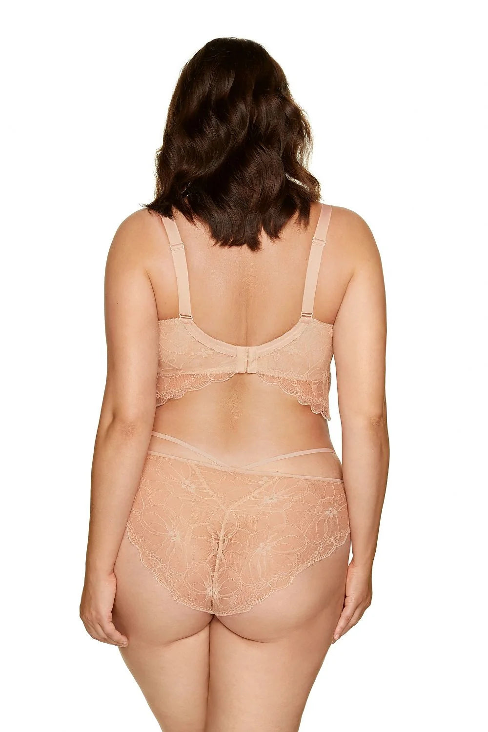 Set de lingerie élégant nude dentelle floral soutien-gorge bandeau culotte bikini femme mode intime occasion spéciale