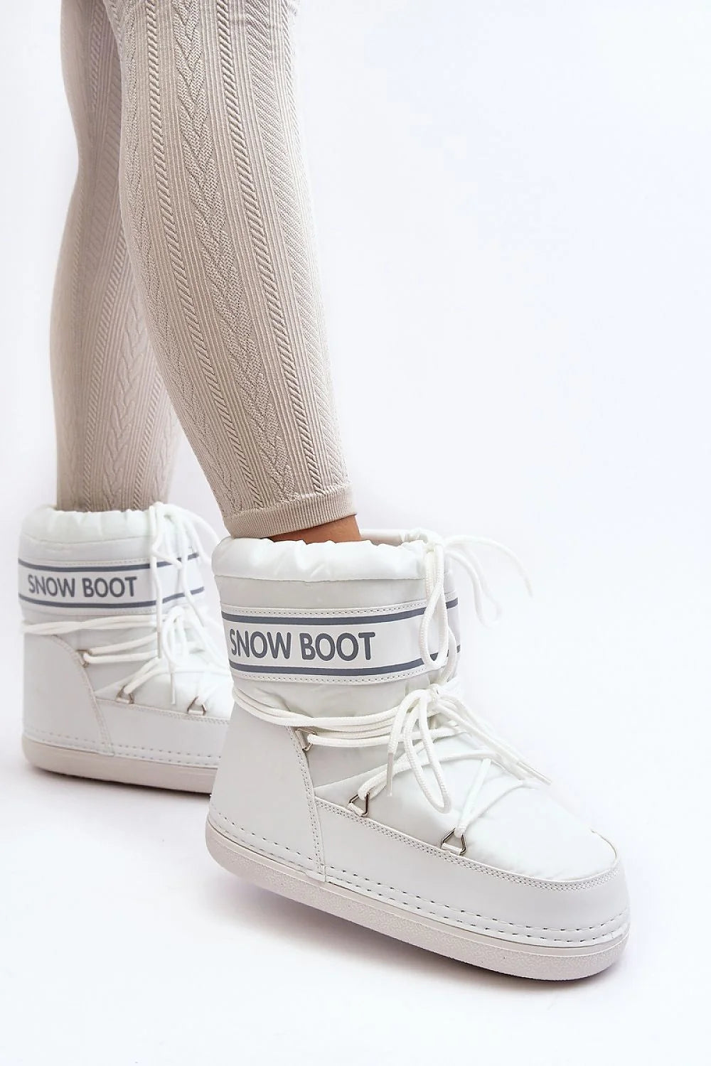 Bottes de neige Step in style pour femme, blanc, motif cuir, design moderne, confort, hiver, ville, randonnée, style élégant, look tendance