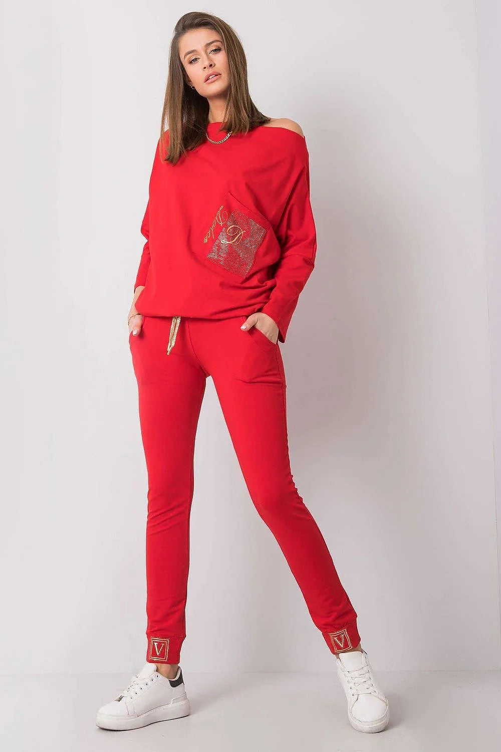 pantalon survêtement femme slim taillebasse fuselé chevilles resserrées rose poudré jersey stretch coton élasthanne poches latérales bande brodée
