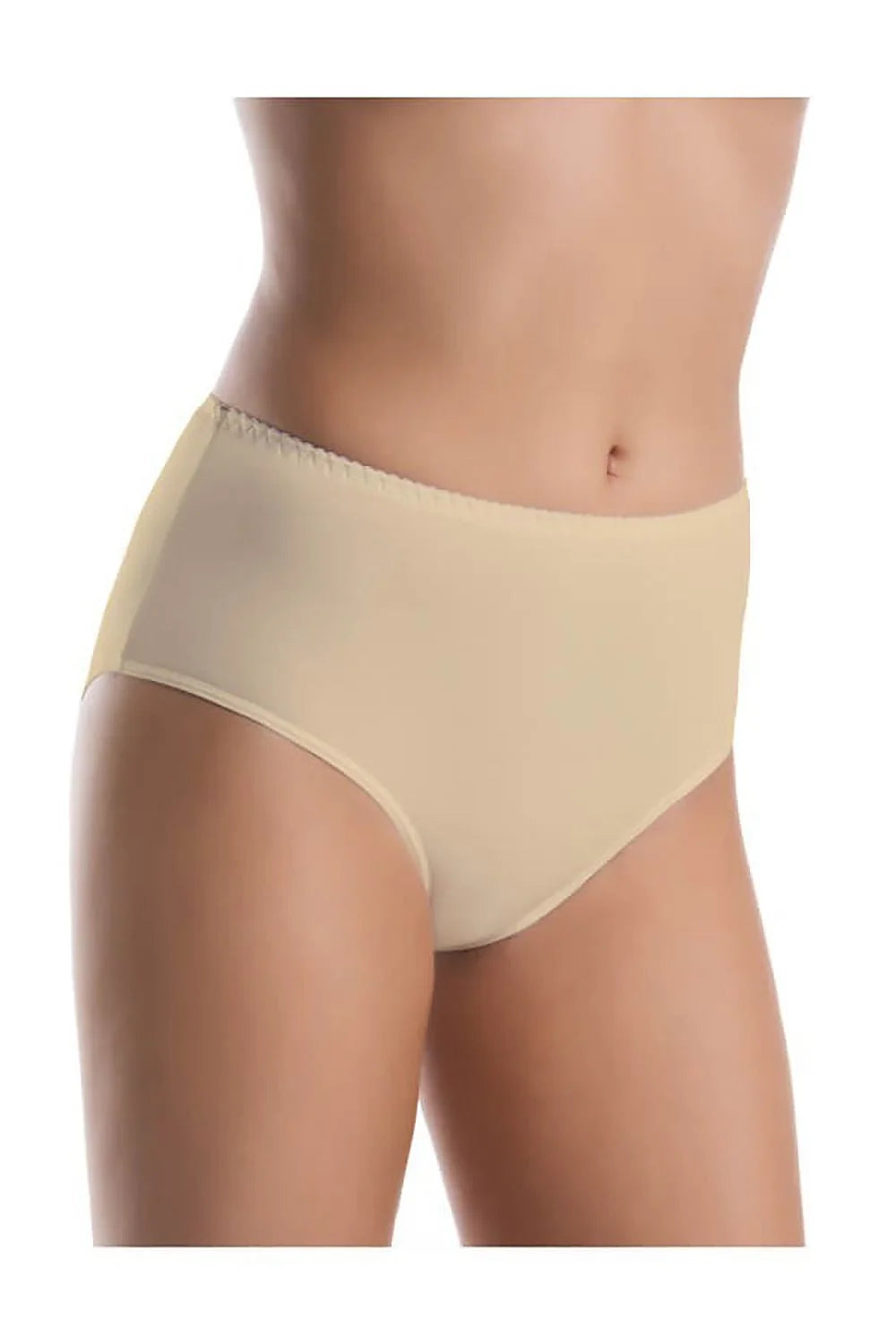 culotte slip femme microfibre beige nude taille haute couvrante gainante maintien léger ventre invisible coutures plates élastique discret confort quotidien