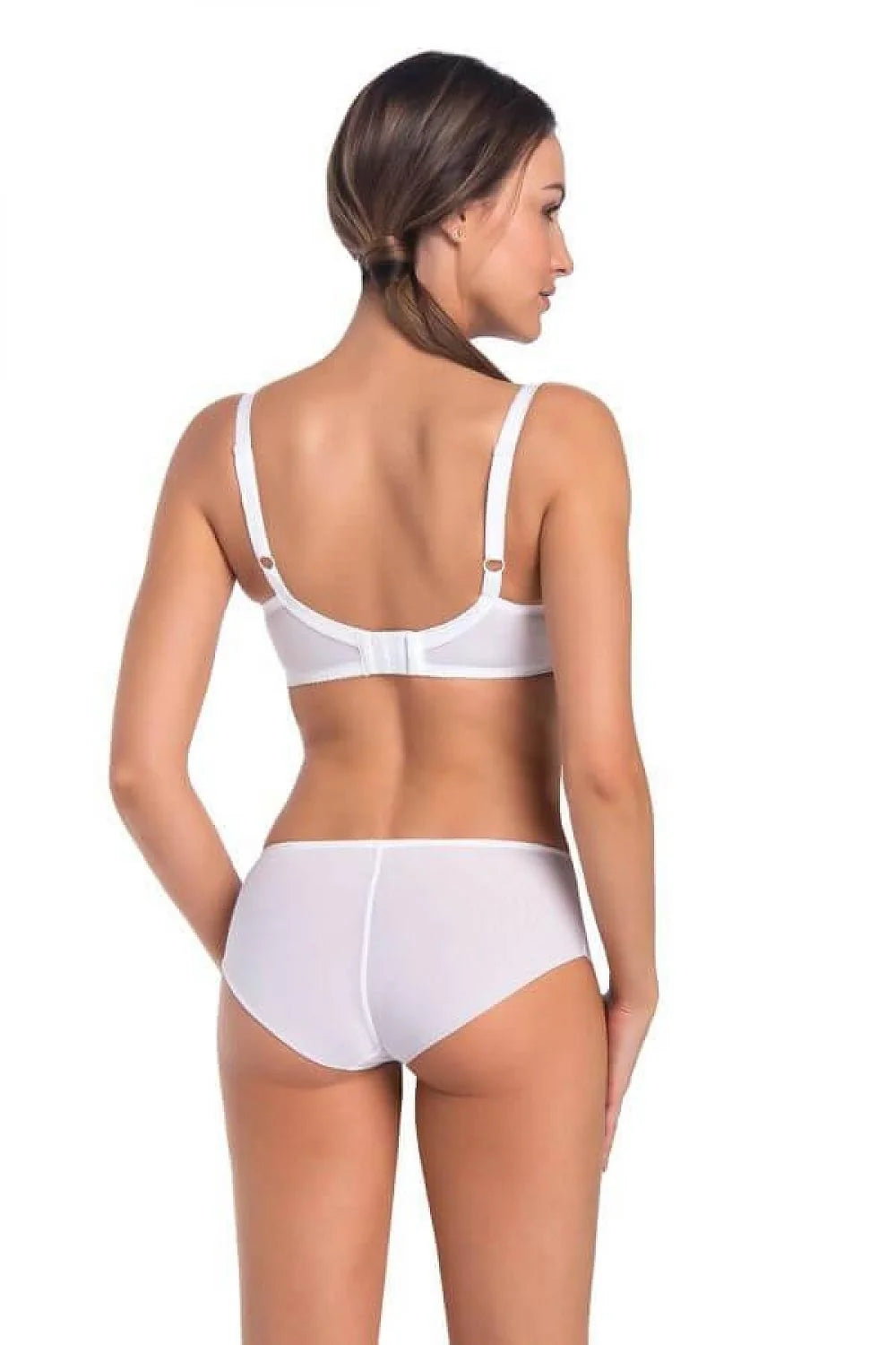 ensemble lingerie féminine balconnet dentelle microfibre blanc soutiengorge armatures bonnets moulés bretelles réglables maintien confortable culotte