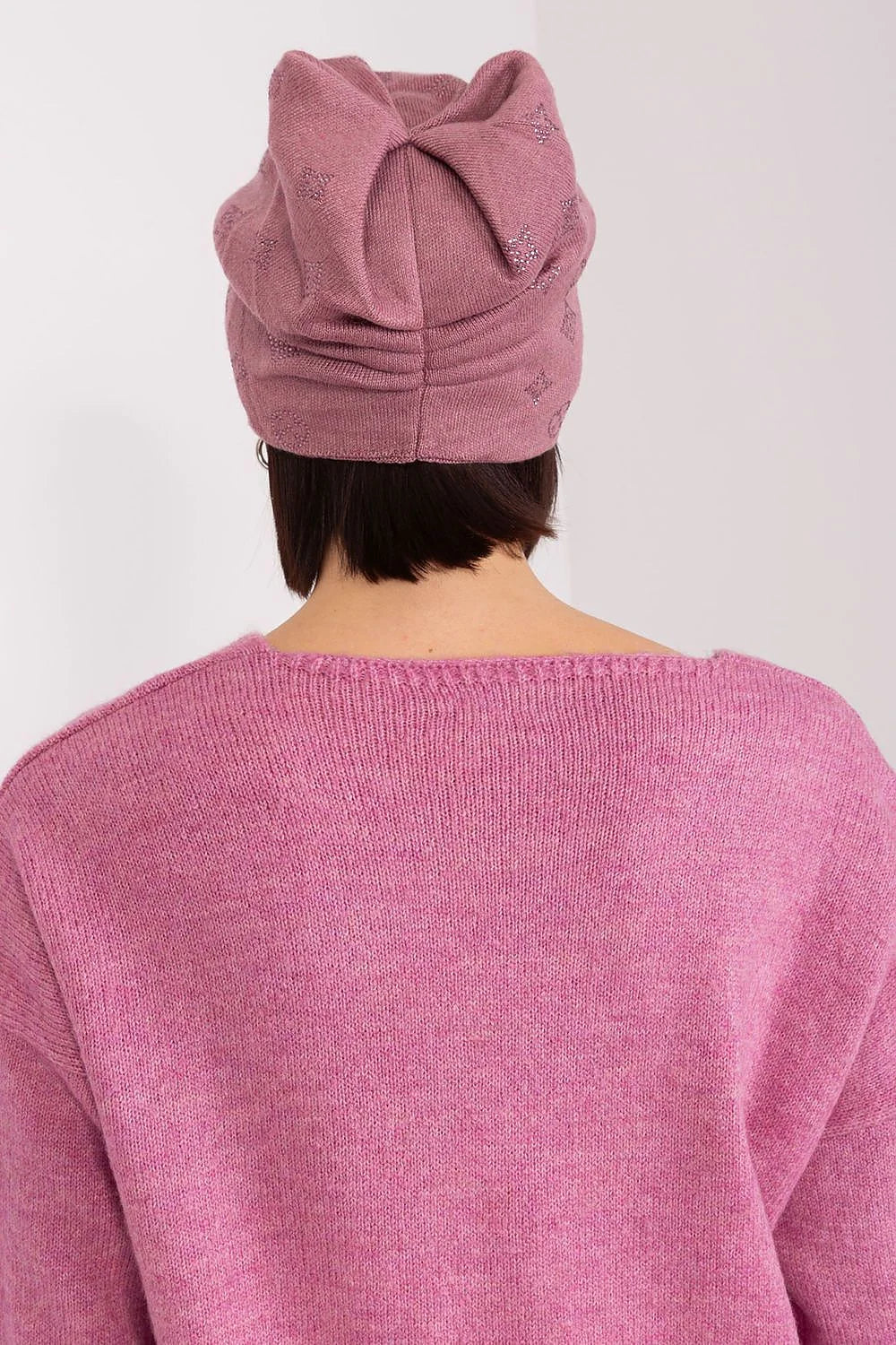 Pull et bonnet coordonnés en cachemire rose mauve pour femme, style décontracté, hiver 2023