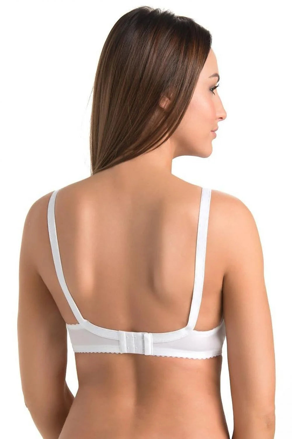 Soutien-gorge femme confort style sans armature dentelle florale blanc tissu opaque coton ajustable