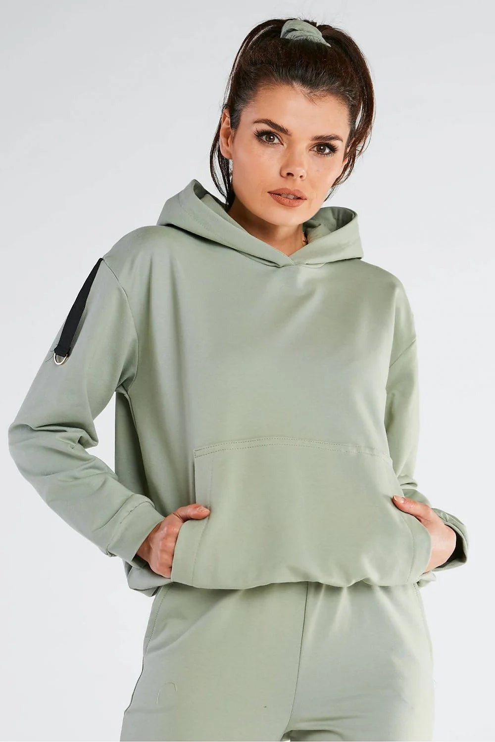 Ensemble de Sport Coton Décontracté Moderne Confortable Bleu Turquoise Capuche Poches Femmes Mode Pantalon