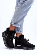 bottines hiver femme stepinstyle eco suédine noir fourrure synthétique doublure plateforme compensée semelle caoutchouc crantée antidérapante lacets zip