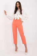 Tenue femme chemise à manches longues nœud pantalon taille haute couleur vive casual-chic