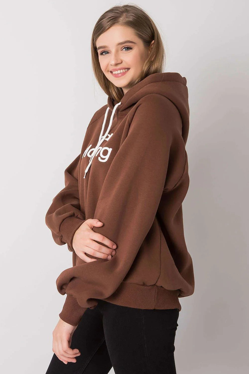 Sweatshirt femme oversize coton polyester bleu vif urbain moderne confortable manches longues GRL PWR
