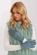 Gants élégants pour femmes en tissu lisse et isolant, index brodé fleuri, coton 60% élasthanne 5% polyester 35%