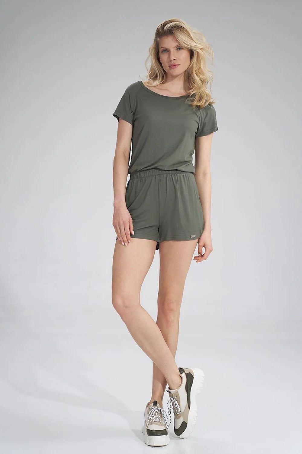 Ensemble summer women's set viscose elastane minimalist casual summer wear elastic waist short sleeves