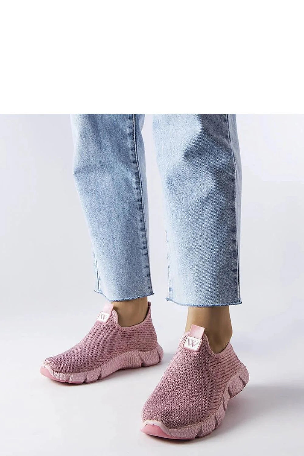 Chaussures de sport basses pour femmes style slip-on maille respirante rose pâle semelle amortie confortable