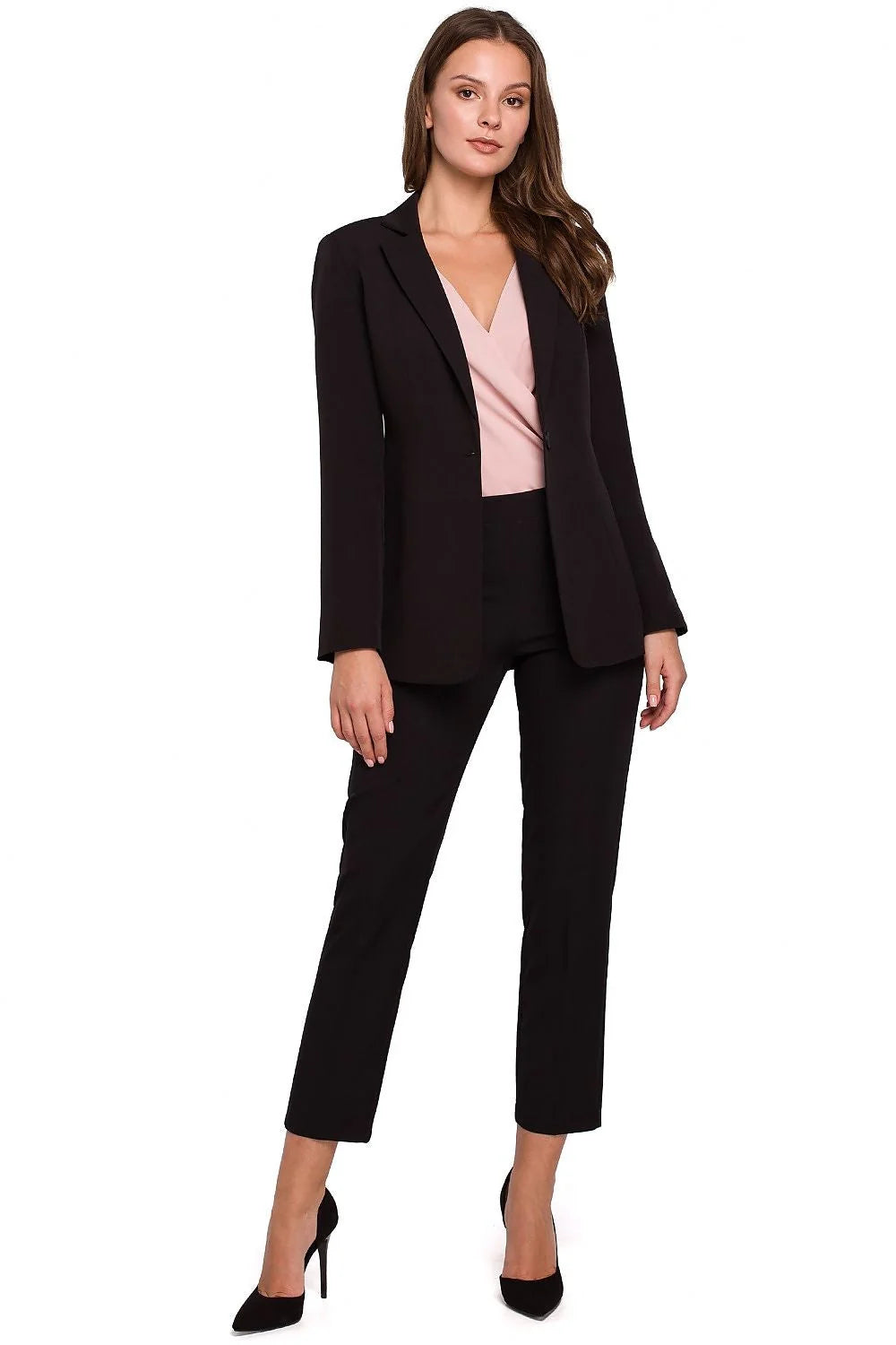 Blazer femme polyester élégant coupe ajustée gris clair tenue professionnelle bureau mode chic polyvalente