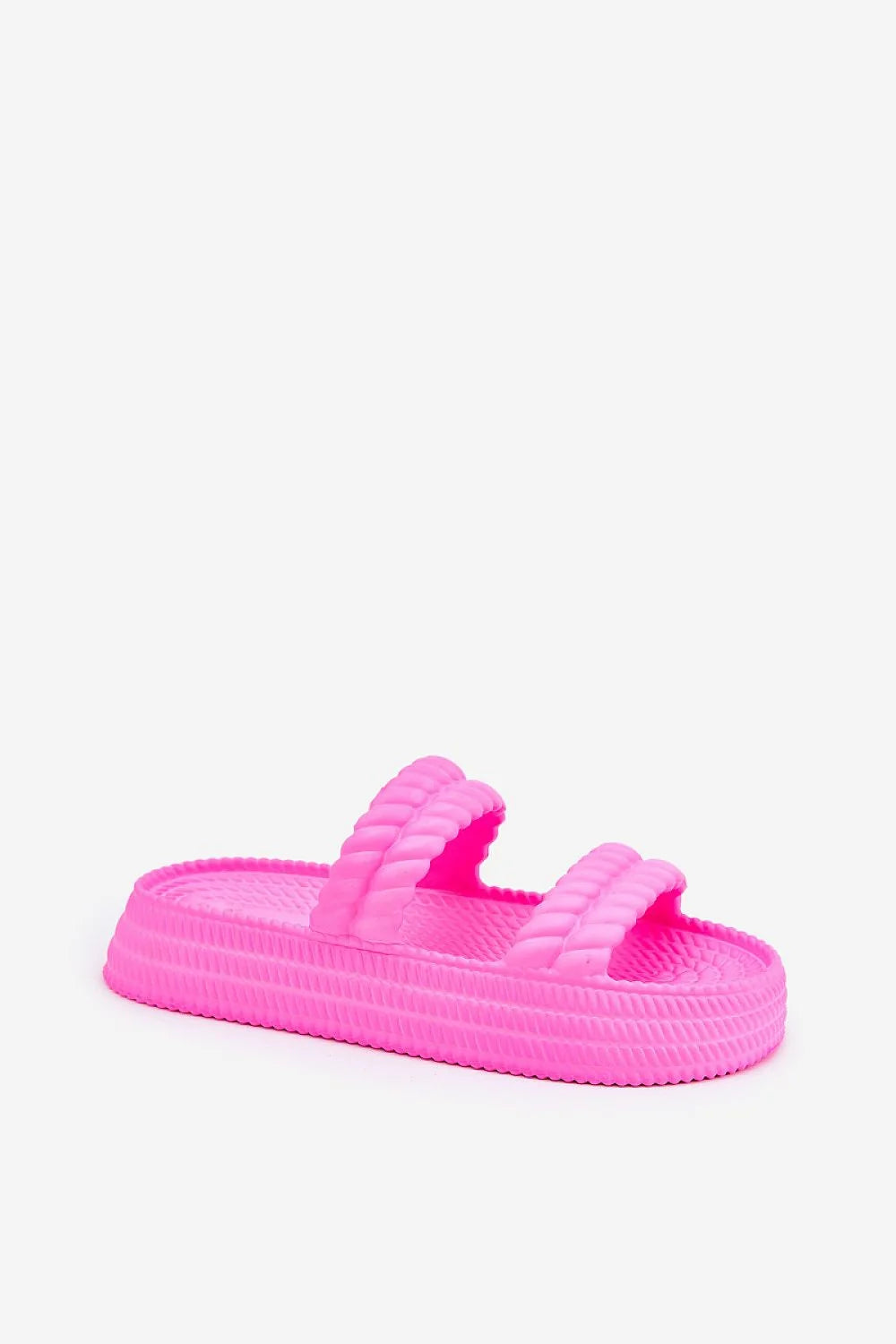 Sandales audacieuses modernes femmes couleur rose vif plateforme épaisse brides texturées mules été plage piscine