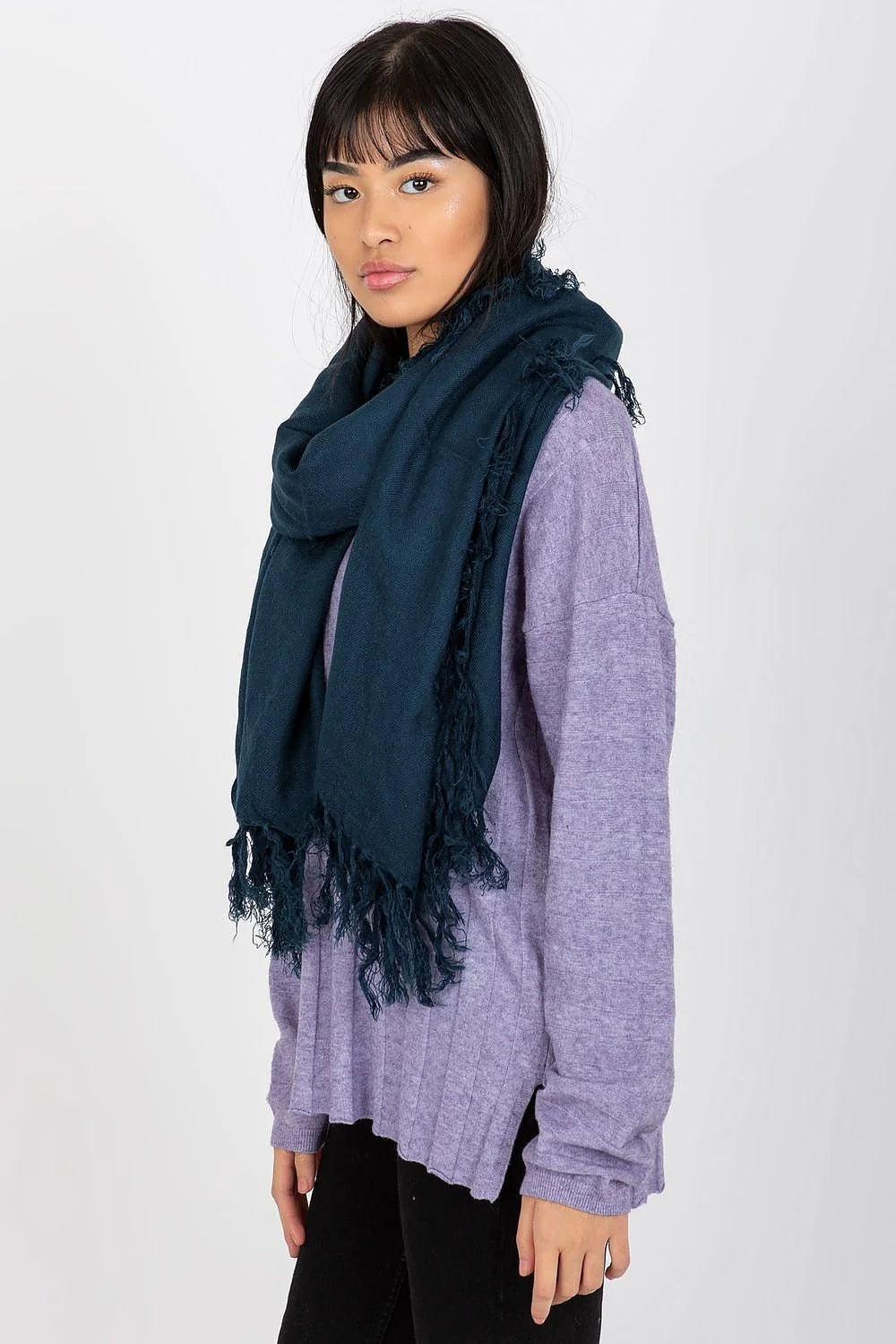 écharpe femme acrylique longue franges anthracite gris grand format enveloppante texturée douce chaude légère volumineuse bohème