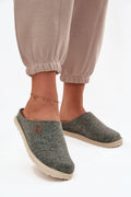 chaussons femmes Inblu feutre gris chiné mule fermée arrondie bout large semelle cuir suédé profilée styrogomme légère amortissante antidérapante rembourrée
