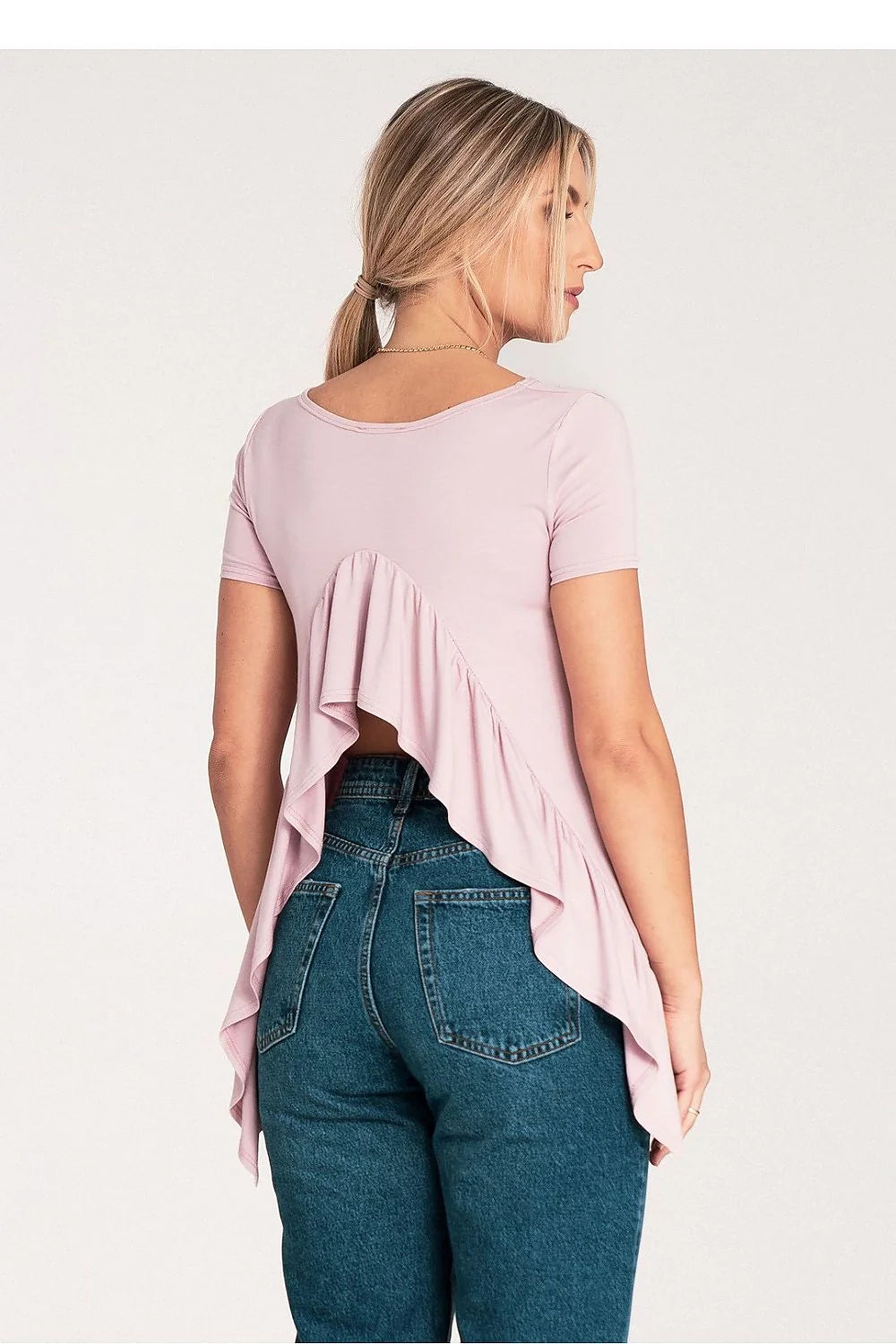 Chemisier femmes style simple couleur rose pâle matière douce manches courtes col rond tailles variées confort optimal look casual-chic