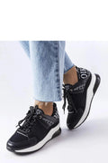 baskets basses femmes noir blanc sportive plateforme semelle épaisse respirante mesh cuir synthétique matelassée maintien adhérence logo imprimé