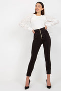 Legging Och Bella taille haute fermeture éclair dorée matière élasthanne coupe skinny pour femme