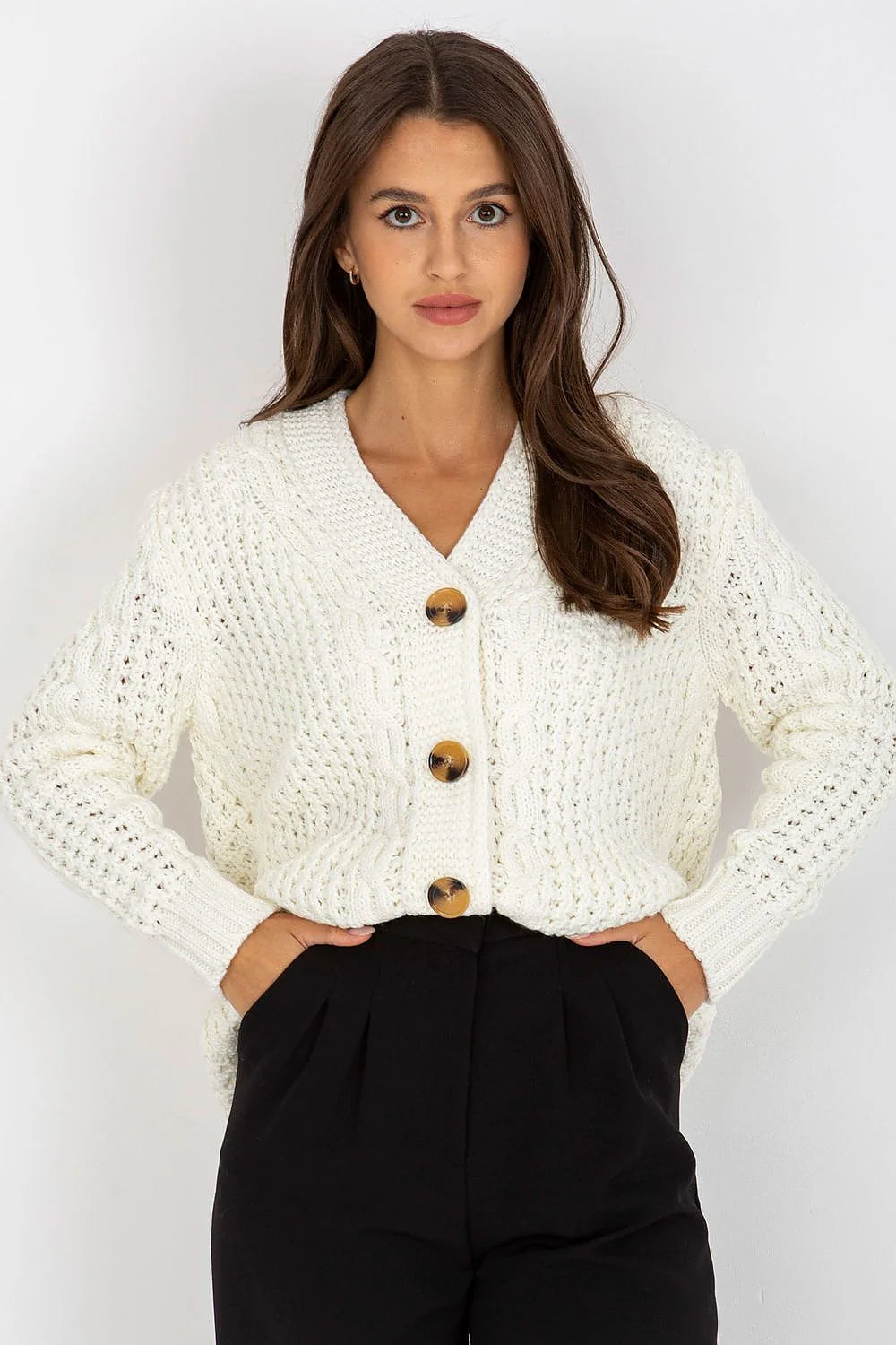Cardigan Femme Rue Paris Classique Confortable Coupe Droite Manches Longues Fermeture Boutons Encolure V Finitions Élégantes Matériaux Doux Occasions Casuelles